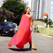 Carregar imagem no visualizador da galeria, Kaftan Square Ombro Só Vermelho e Pink