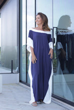 Carregar imagem no visualizador da galeria, Kaftan Dulce Marinho e Branco