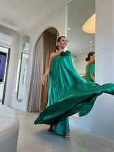 Carregar imagem no visualizador da galeria, Kaftan Square Ombro Só Verde + Flores