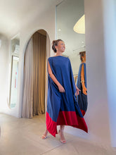 Cargar imagen en el visor de la galería, Kaftan Simplice Mídi Marinho e Vermelho