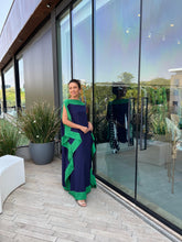 Cargar imagen en el visor de la galería, Kaftan Bordas Marinho e Verde