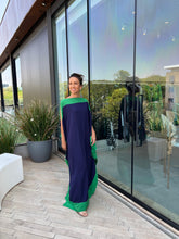 Cargar imagen en el visor de la galería, Kaftan Bordas Marinho e Verde