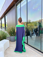 Cargar imagen en el visor de la galería, Kaftan Bordas Marinho e Verde