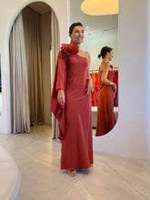 Cargar imagen en el visor de la galería, Vestido Karla Terracota + Flor