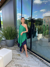 Load image into Gallery viewer, Vestido Lorena Verde e Marinho