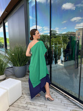 Load image into Gallery viewer, Vestido Lorena Verde e Marinho