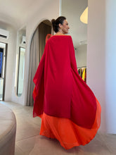 Cargar imagen en el visor de la galería, Kaftan Simplice Dois Tons Vermelho e Laranja