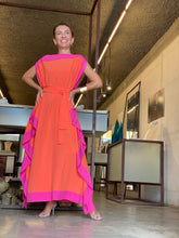 Carregar imagem no visualizador da galeria, Kaftan Bordas Laranja e Pink com Faixa