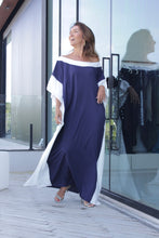 Carregar imagem no visualizador da galeria, Kaftan Dulce Marinho e Branco