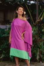 Carregar imagem no visualizador da galeria, Kaftan Simplice Mídi Fucsia e Verde