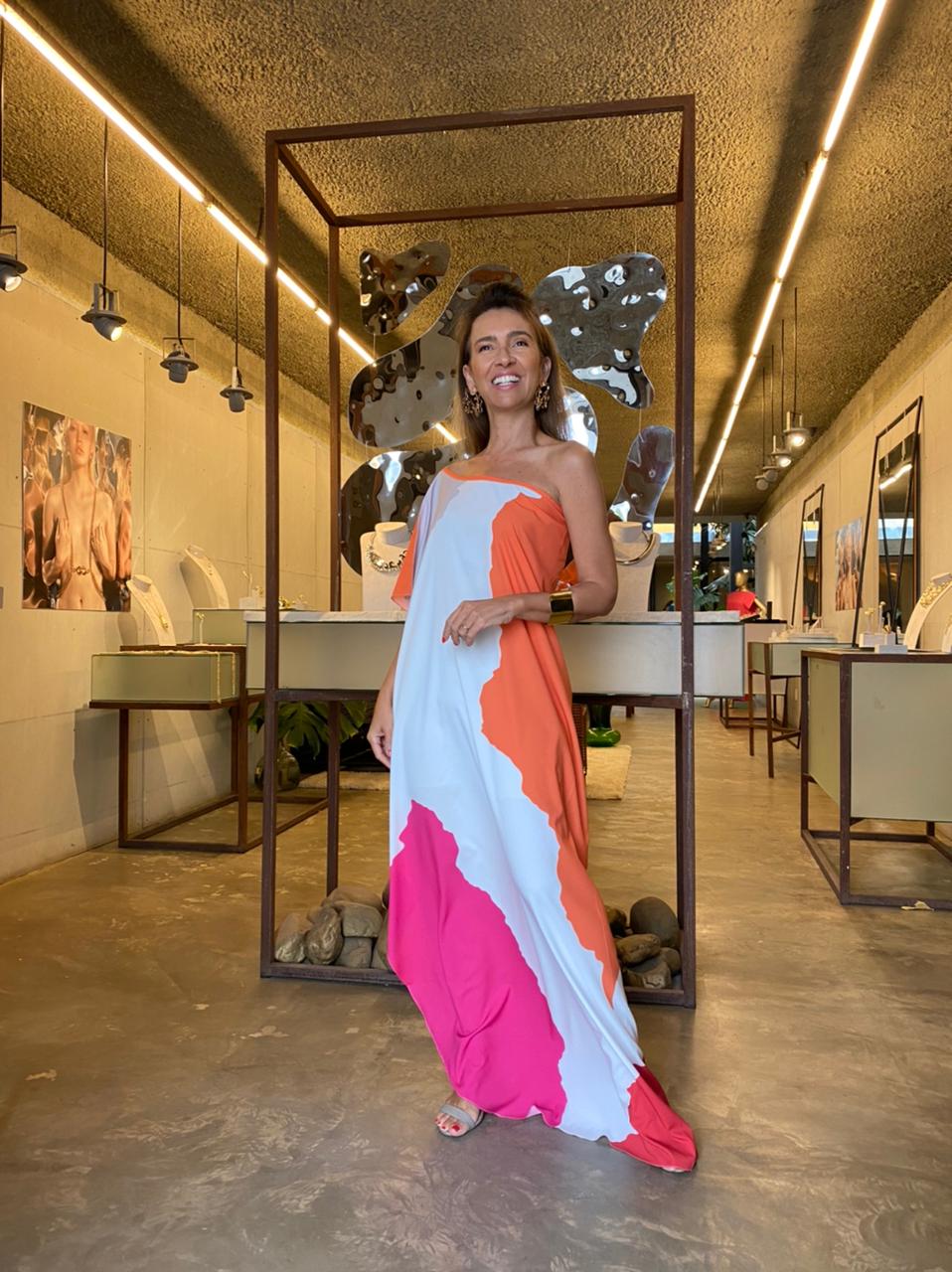 Kaftan Mari Laranja e Pink