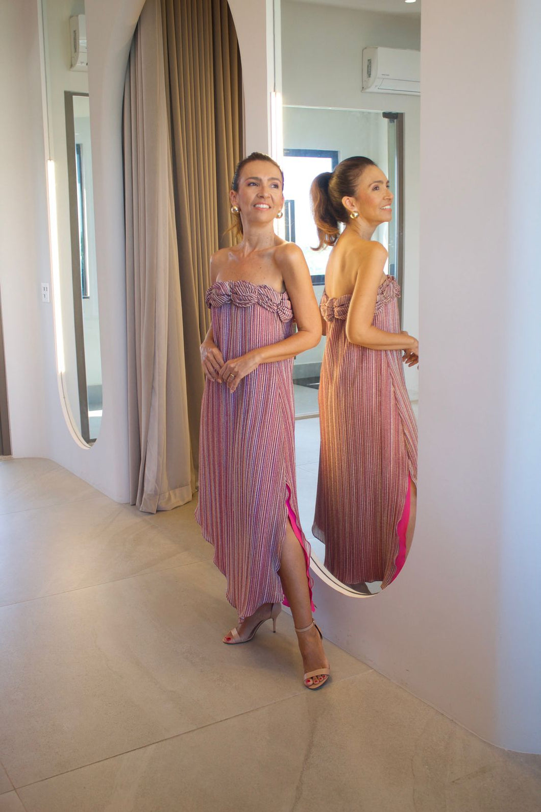 Vestido Brigite Lurex Pink