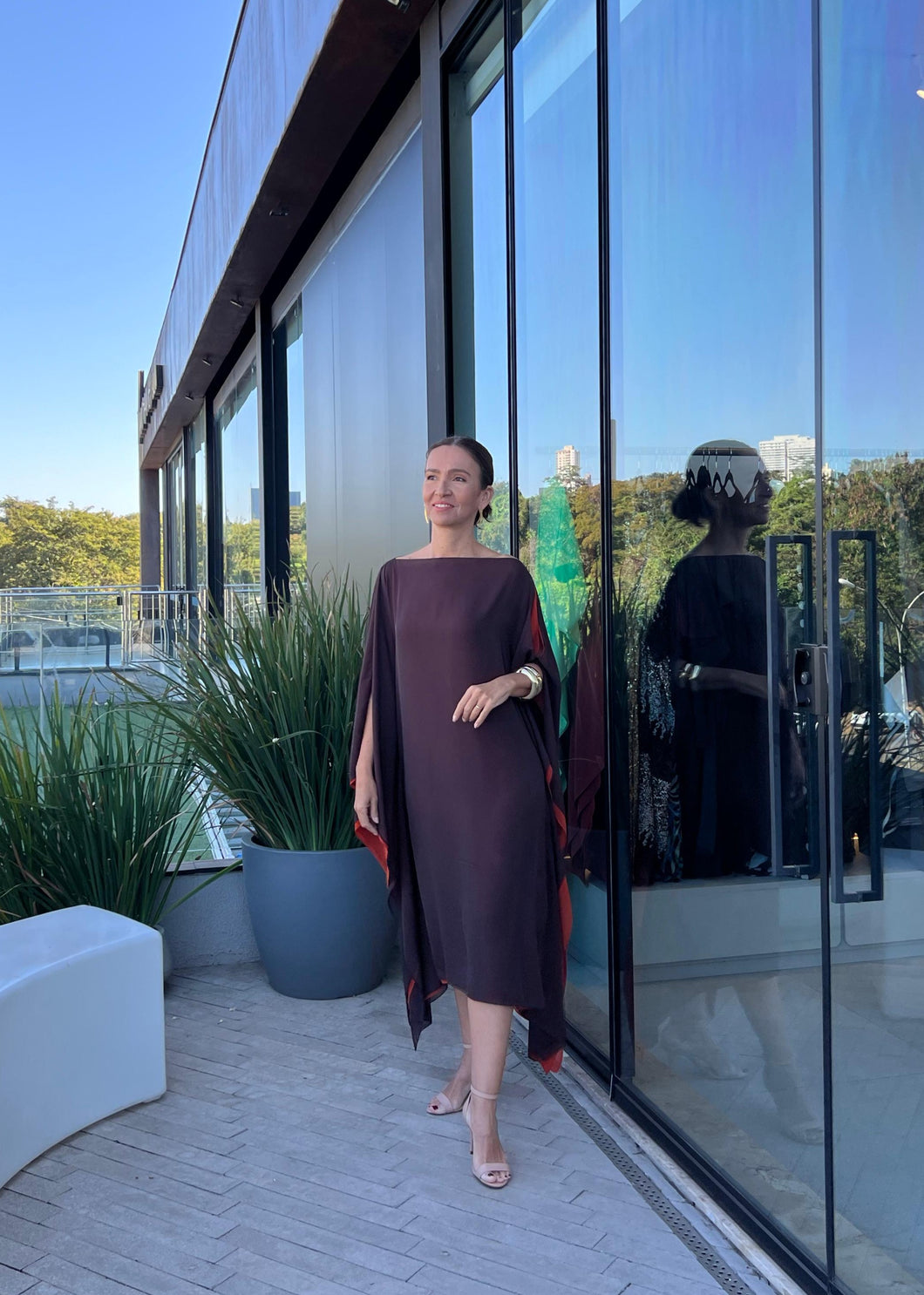 Kaftan Simplice Dois Tons Midi