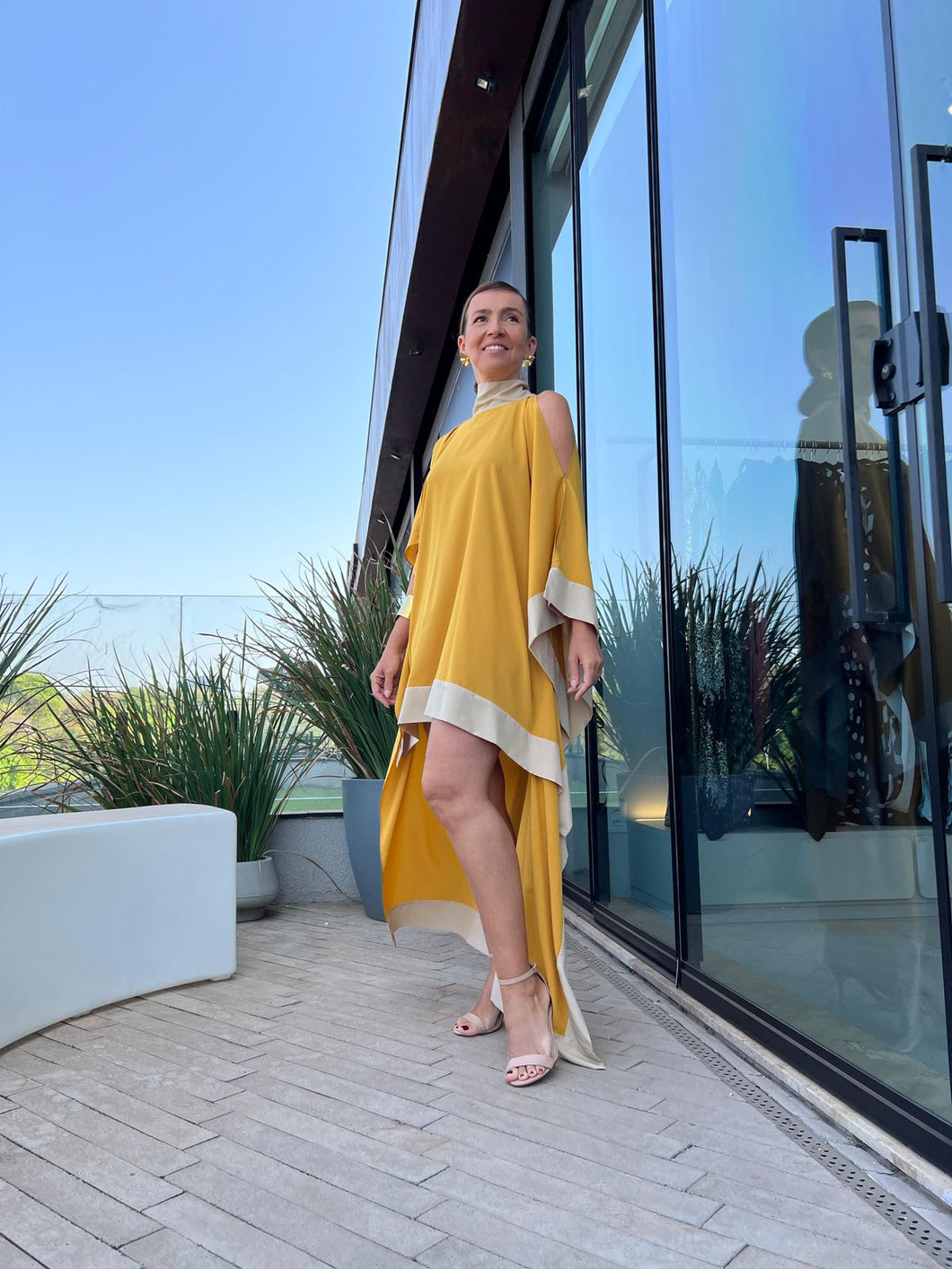Kaftan Samanta Mostarda e Nude