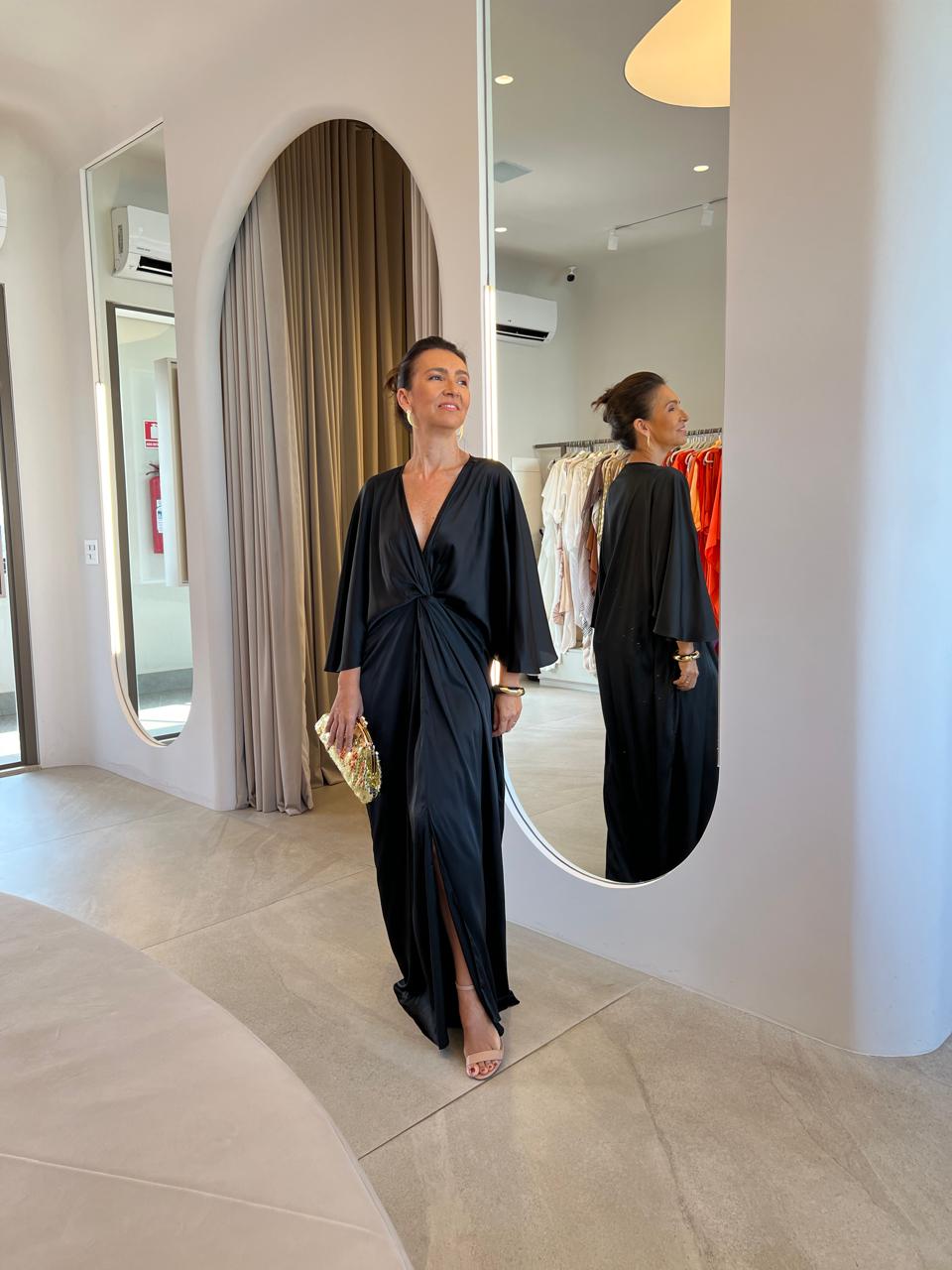 Vestido Lívia Preto Acetinado