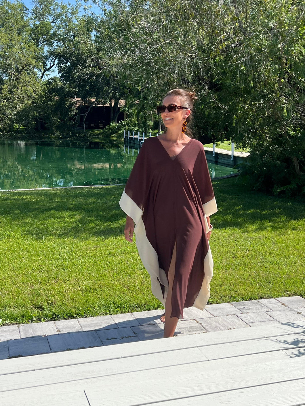 Kaftan Búzios Marrom + Areia
