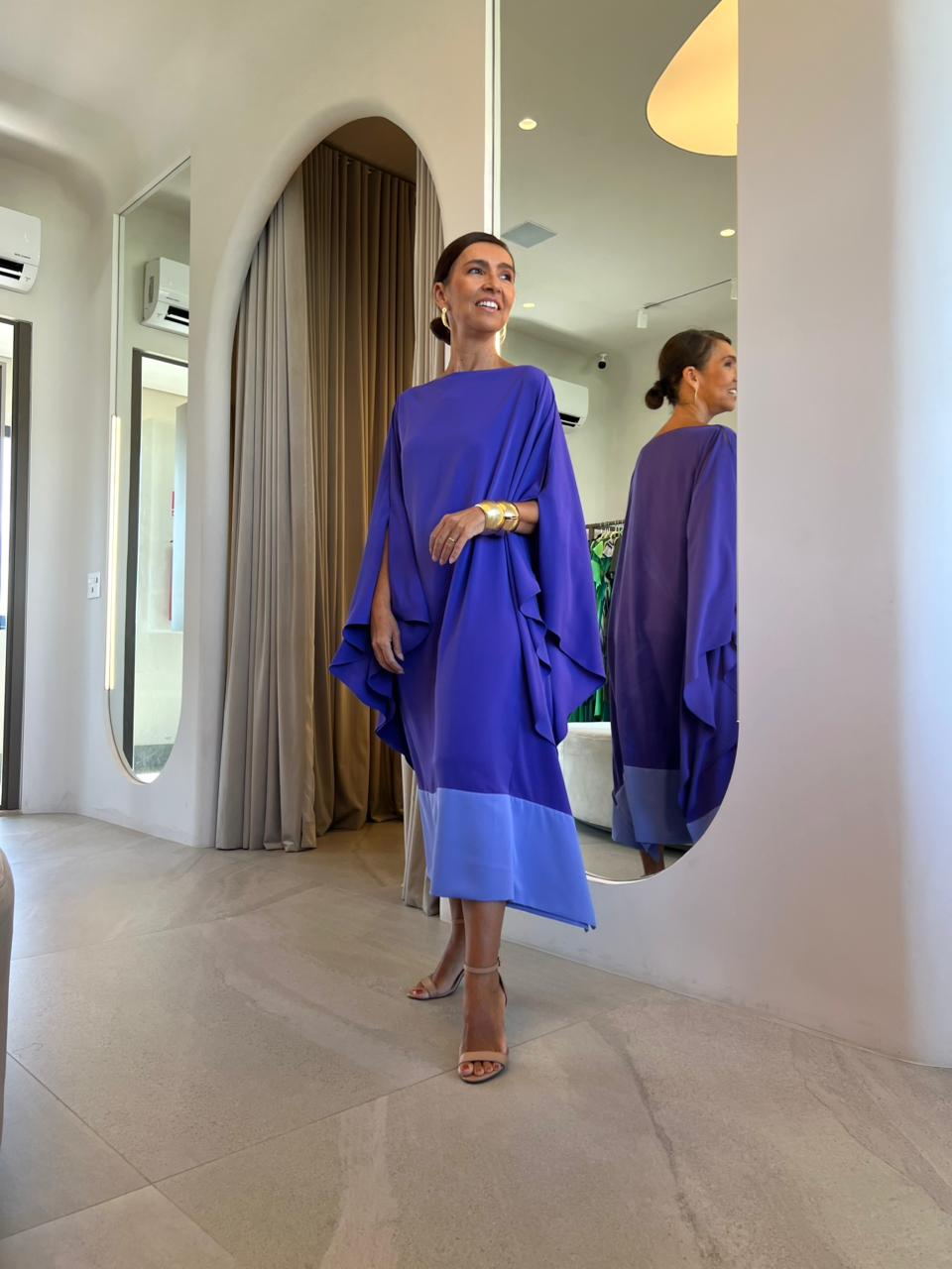 Kaftan Simplice Mídi Dois Tons de Lavanda