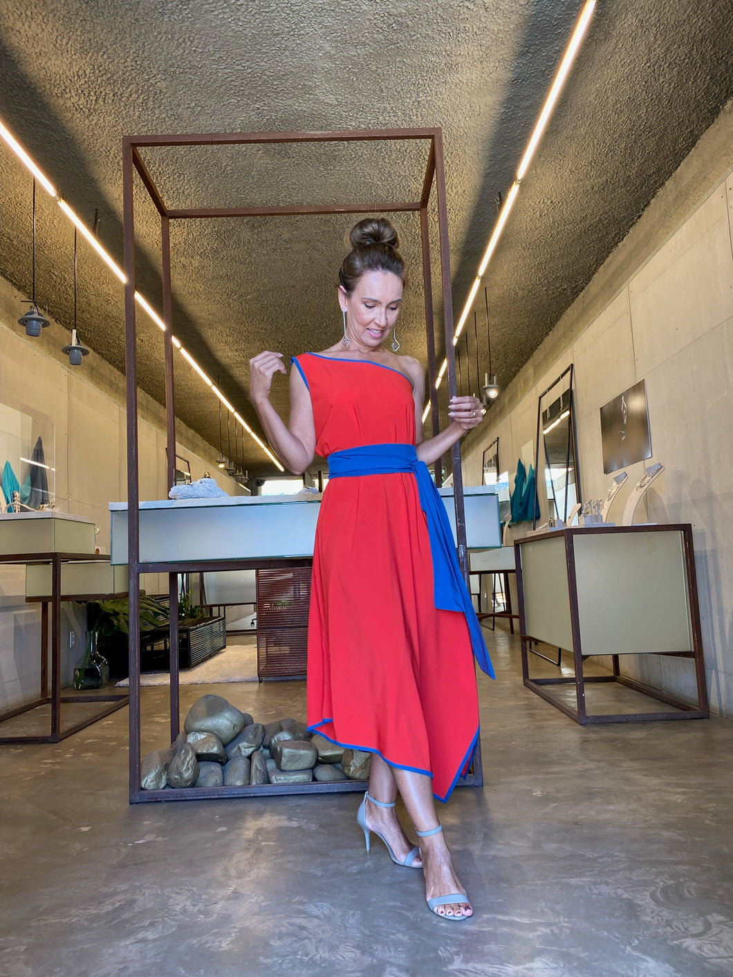 Vestido Ravi Vermelho e Azul