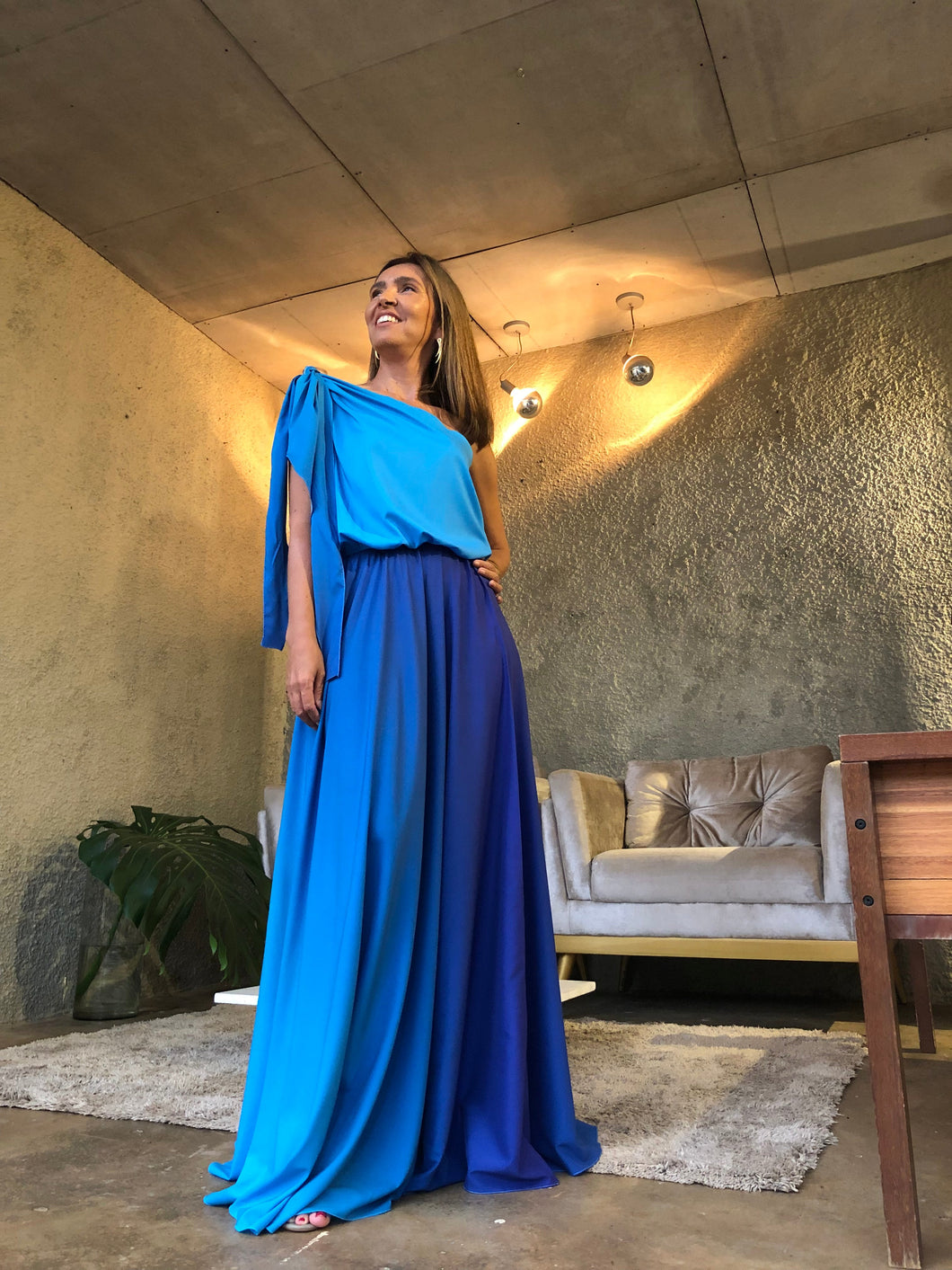 Vestido degrade azul cheap