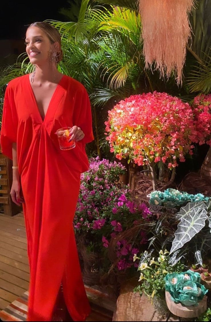 Red Puff Kaftan