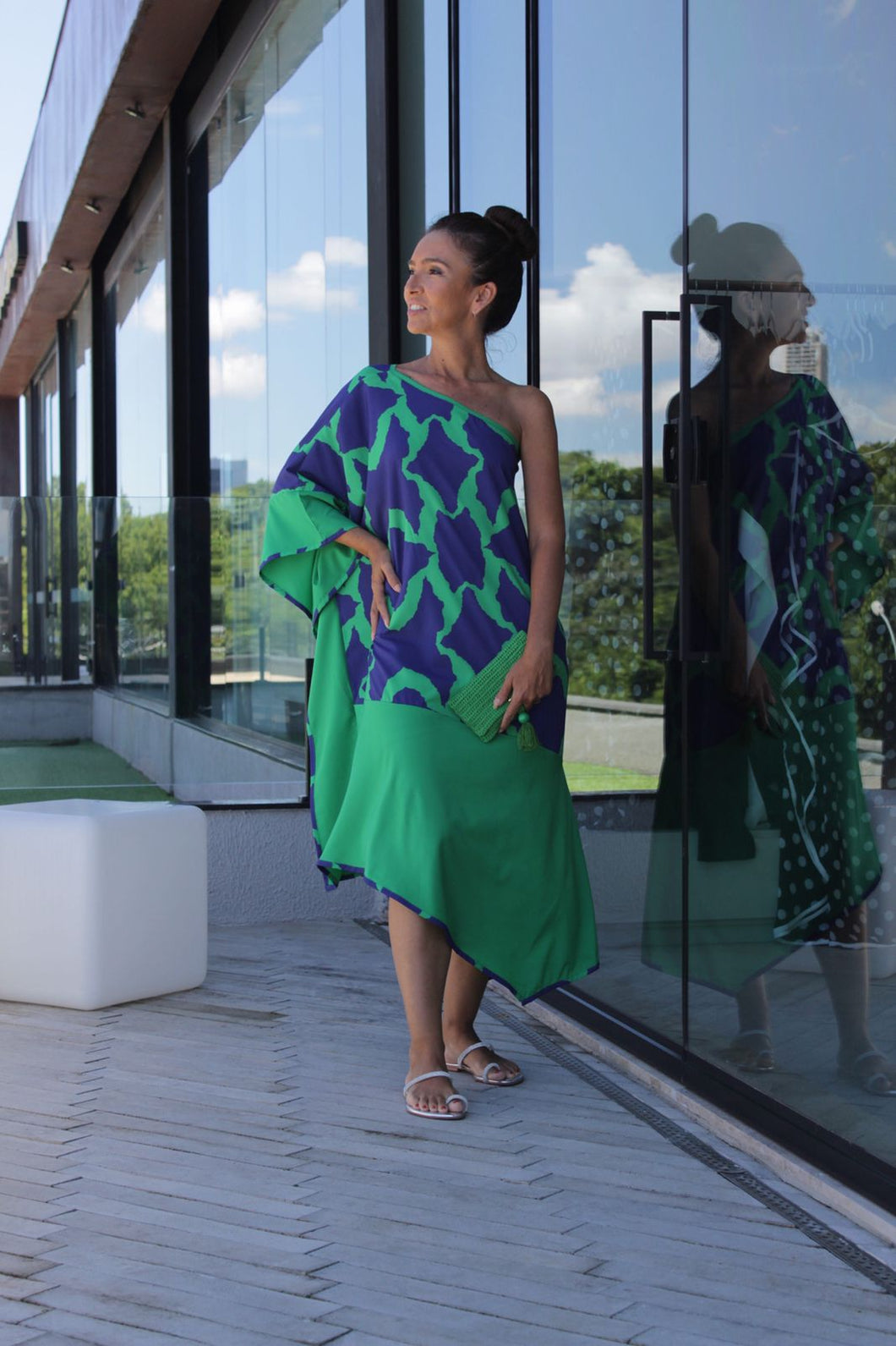 Vestido Lia Verde e Azul