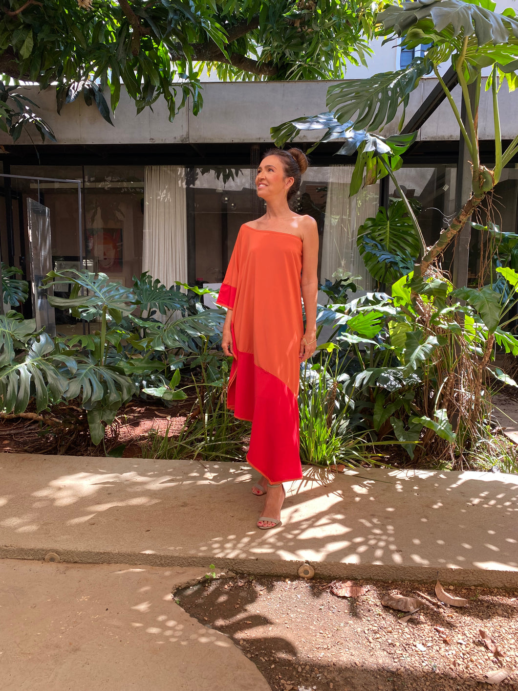Vestido Lia Terracota e Vermelho